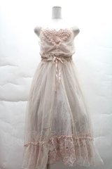 axes femme / チュールレース重ねキャミワンピース M アワピンク S-25-12-08-040-AX-OP-HR-ZS