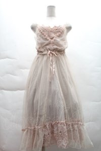 axes femme / チュールレース重ねキャミワンピース M アワピンク S-25-12-08-040-AX-OP-HR-ZS