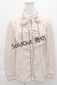 axes femme / フロントフリル長袖ブラウス M アワピンク S-25-12-08-005-AX-BL-HR-ZS