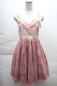 axes femme / チュール重ね花柄ドレス M アワピンク S-25-12-08-041-AX-OP-HR-ZS