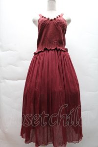 axes femme / ニットｘチュールキャミワンピース  ボルドー S-25-12-08-042-AX-OP-HR-ZS