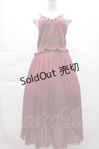 axes femme / ニットｘチュールキャミワンピース  ボルドー S-25-12-08-042-AX-OP-HR-ZS