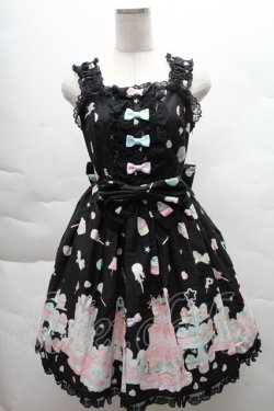画像1: Angelic Pretty / Decoration Dream後ろフリルジャンパースカート  黒 S-25-12-08-047-AP-OP-AS-ZS