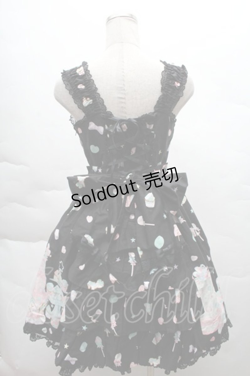 画像2: Angelic Pretty / Decoration Dream後ろフリルジャンパースカート  黒 S-25-12-08-047-AP-OP-AS-ZS (2)