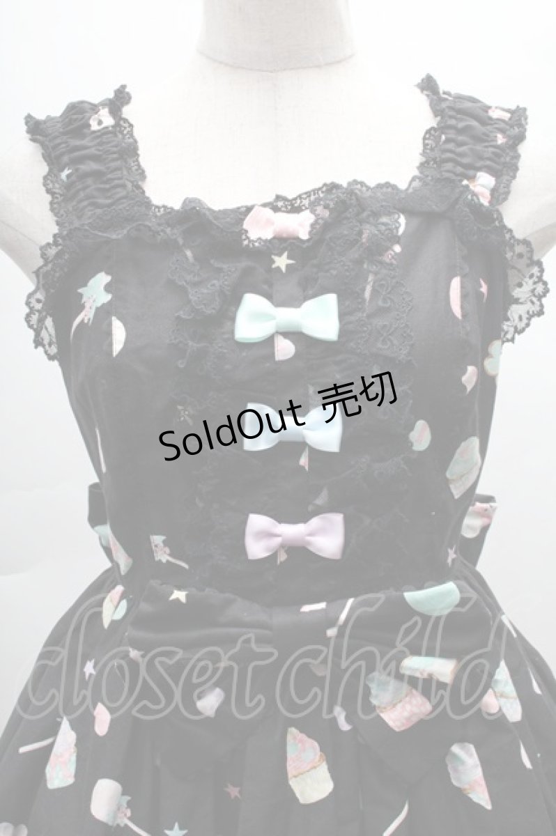 画像3: Angelic Pretty / Decoration Dream後ろフリルジャンパースカート  黒 S-25-12-08-047-AP-OP-AS-ZS (3)