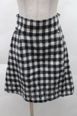 MILK / ウールチェックスカート  黒ｘオフ S-25-12-08-053-ML-SK-AS-ZS