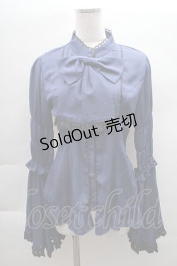 画像1: ATELIER PIERROT / シフォン姫袖ブラウス  紺 S-25-12-08-012-EL-BL-AS-ZS