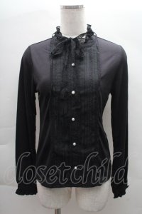 axes femme / ブラウス風カットソー  黒 S-25-12-08-014-AX-TO-AS-ZS