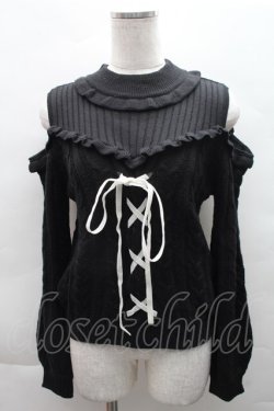 画像1: Ank Rouge / ケーブルニット  黒 S-25-12-08-015-CA-TO-AS-ZS