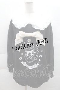 Princess Melody / CATプリントセーラー襟トレーナー  黒Ｘ白 S-25-12-08-017-EL-TO-AS-ZS