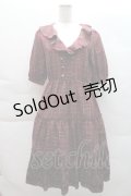 axes femme / ラッフル襟チェックワンピース M ワイン S-25-12-08-019-AX-OP-HR-ZS