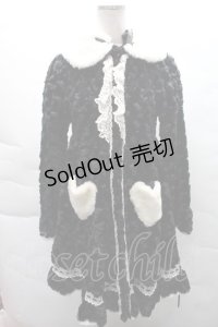 BABY,THE STARS SHINE BRIGHT / プードルファーのうさみみコート  黒ｘ白 S-25-12-08-024-BA-CO-HR-ZS