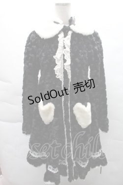 画像1: BABY,THE STARS SHINE BRIGHT / プードルファーのうさみみコート  黒ｘ白 S-25-12-08-024-BA-CO-HR-ZS