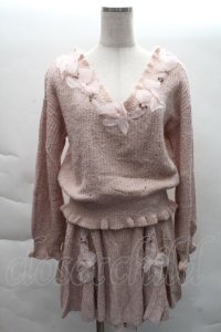 LIZ LISA / 巻バラニットセットアップ  ピンク S-25-12-08-031-LO-OP-AS-ZS