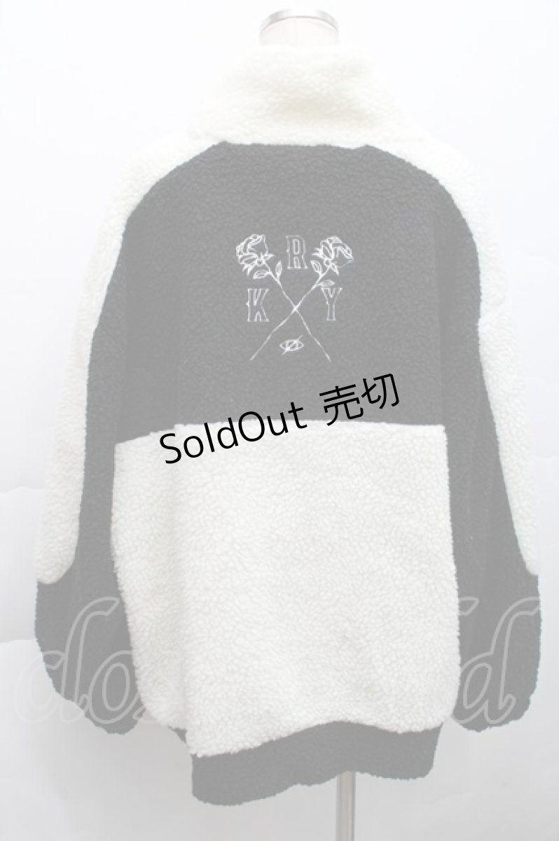 画像2: KRY CLOTHING / 「ストレッサー」 ボア切替フリースジャケット  黒ｘ白 S-25-12-11-044-EL-JA-HR-ZTC073 (2)