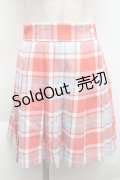 MILK / TOY CHECKスカート  サックス×オレンジレッド S-25-12-11-053-ML-SK-AS-ZS