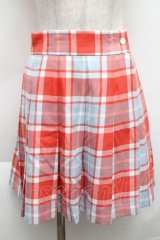 MILK / TOY CHECKスカート  サックス×オレンジレッド S-25-12-11-053-ML-SK-AS-ZS