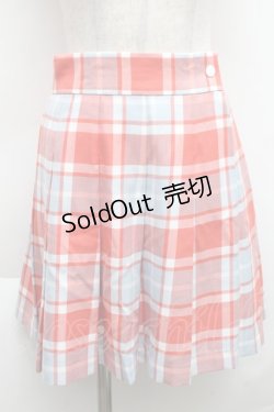 画像1: MILK / TOY CHECKスカート  サックス×オレンジレッド S-25-12-11-053-ML-SK-AS-ZS