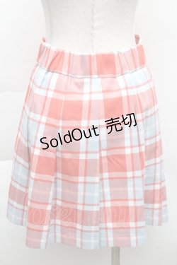 画像2: MILK / TOY CHECKスカート  サックス×オレンジレッド S-25-12-11-053-ML-SK-AS-ZS
