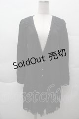 axes femme / 裾チュールロングニットカーディガン  黒 S-25-12-11-018-AX-TO-HR-ZS