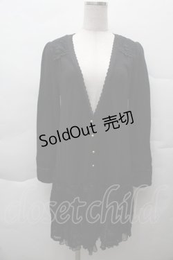 画像1: axes femme / 裾チュールロングニットカーディガン  黒 S-25-12-11-018-AX-TO-HR-ZS