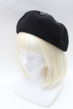 画像1: ALICE and the PIRATES / A/Pクラウンプリントベレー  黒 S-25-12-11-002-PA-AC-HR-ZS