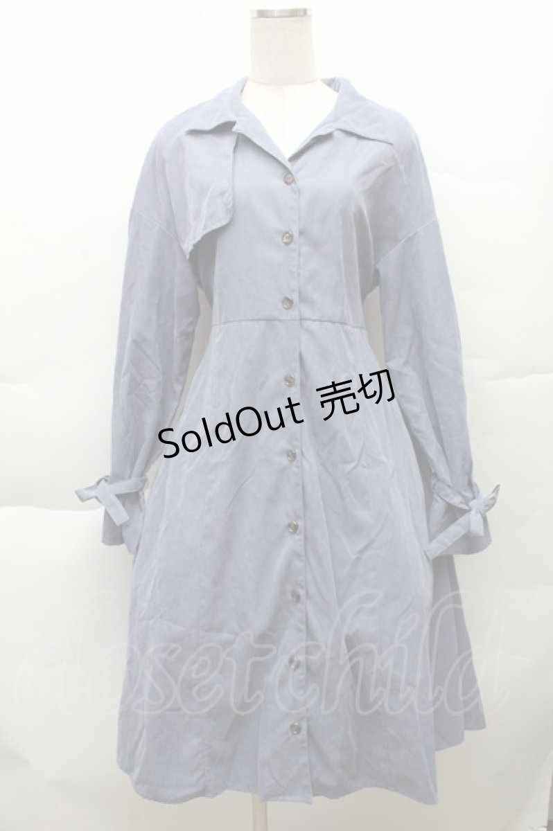 画像1: jouetie / 起毛トレンチワンピース  ブルー S-25-12-11-030-EL-CO-AS-ZT516 (1)