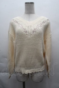 画像1: axes femme / バラ刺繍ニットプルオーバー  キナリ S-25-12-11-003-AX-TO-HR-ZS