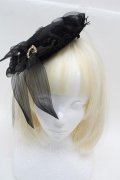 axes femme / リボンフリルミニハット  黒 S-25-12-12-033-AX-AC-HR-ZS