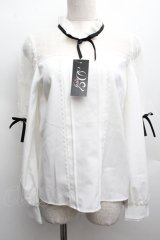 DearMyLove / ハートドットヨーク切替リボンブラウス  白 S-25-12-12-037-EL-BL-AS-ZS