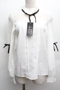 DearMyLove / ハートドットヨーク切替リボンブラウス  白 S-25-12-12-037-EL-BL-AS-ZS