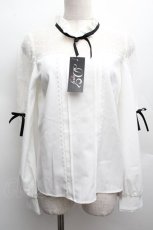 画像1: DearMyLove / ハートドットヨーク切替リボンブラウス  白 S-25-12-12-037-EL-BL-AS-ZT616 (1)