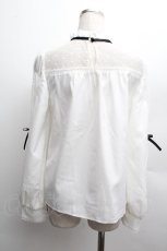 画像2: DearMyLove / ハートドットヨーク切替リボンブラウス  白 S-25-12-12-037-EL-BL-AS-ZT616 (2)