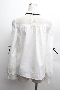 画像2: DearMyLove / ハートドットヨーク切替リボンブラウス  白 S-25-12-12-037-EL-BL-AS-ZS