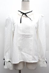 Deary / 襟レースブラウス  白 S-25-12-12-038-LO-BL-AS-ZS