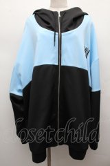 ililil / ネオンカラーハイネックジャージパーカー  黒ｘサックス S-25-12-12-043-PU-JA-HR-ZS