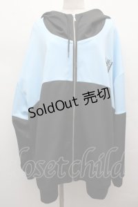 ililil / ネオンカラーハイネックジャージパーカー  黒ｘサックス S-25-12-12-043-PU-JA-HR-ZS