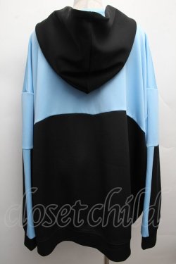 画像2: ililil / ネオンカラーハイネックジャージパーカー  黒ｘサックス S-25-12-12-043-PU-JA-HR-ZS