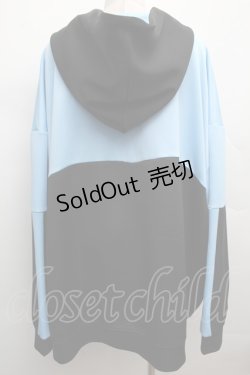 画像2: ililil / ネオンカラーハイネックジャージパーカー  黒ｘサックス S-25-12-12-043-PU-JA-HR-ZS