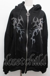 VOLCAN&APHRODITE / ラインストーンパーカー  黒 S-25-12-12-049-LO-TO-AS-ZS