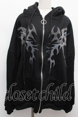 画像1: VOLCAN&APHRODITE / ラインストーンパーカー  黒 S-25-12-12-049-LO-TO-AS-ZS