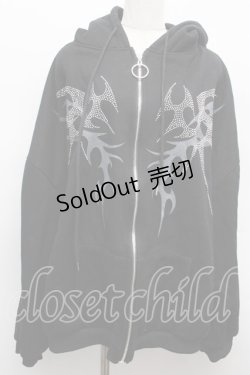 画像1: VOLCAN&APHRODITE / ラインストーンパーカー  黒 S-25-12-12-049-LO-TO-AS-ZS