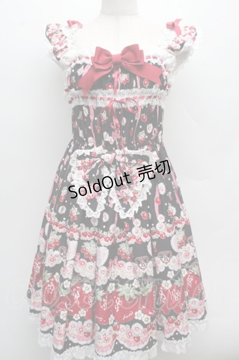 画像1: BABY,THE STARS SHINE BRIGHT / Juicy Strawberry MemoryジャンパースカートII  黒 S-25-12-12-058-BA-OP-AS-ZS (1)