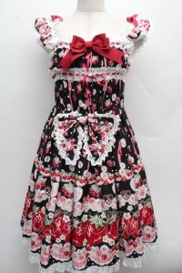 BABY,THE STARS SHINE BRIGHT / Juicy Strawberry MemoryジャンパースカートII  黒 S-25-12-12-058-BA-OP-AS-ZS