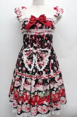 画像1: BABY,THE STARS SHINE BRIGHT / Juicy Strawberry MemoryジャンパースカートII  黒 S-25-12-12-058-BA-OP-AS-ZS (1)