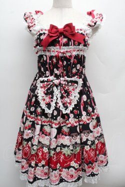 画像1: BABY,THE STARS SHINE BRIGHT / Juicy Strawberry MemoryジャンパースカートII  黒 S-25-12-12-058-BA-OP-AS-ZS