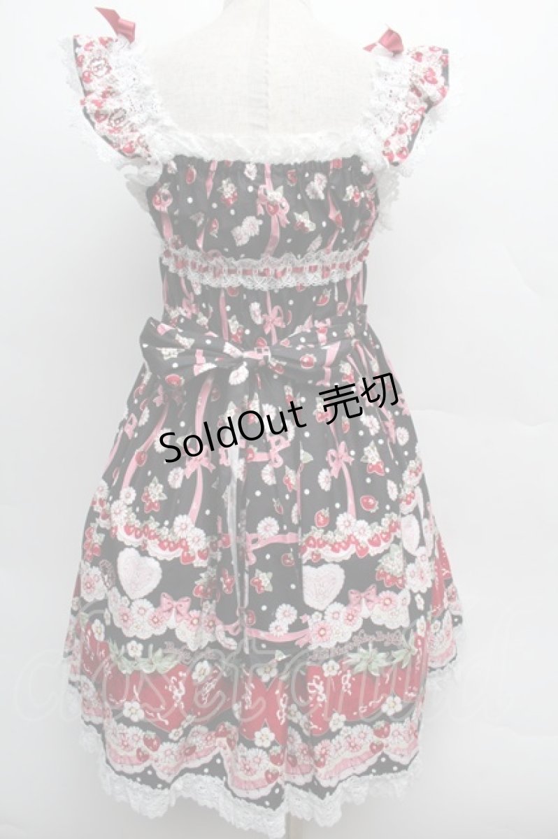 画像2: BABY,THE STARS SHINE BRIGHT / Juicy Strawberry MemoryジャンパースカートII  黒 S-25-12-12-058-BA-OP-AS-ZS (2)