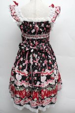 画像2: BABY,THE STARS SHINE BRIGHT / Juicy Strawberry MemoryジャンパースカートII  黒 S-25-12-12-058-BA-OP-AS-ZS (2)