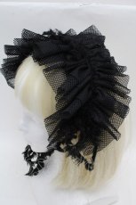 画像1: MARBLE / メッシュフリルヘッドドレス  黒 S-25-12-12-023-GO-AC-AS-ZS (1)