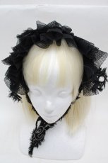 画像2: MARBLE / メッシュフリルヘッドドレス  黒 S-25-12-12-023-GO-AC-AS-ZS (2)